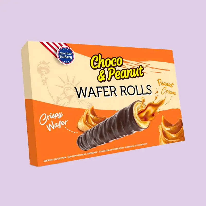 Choco & Peanut Wafer Rolls American Bakery